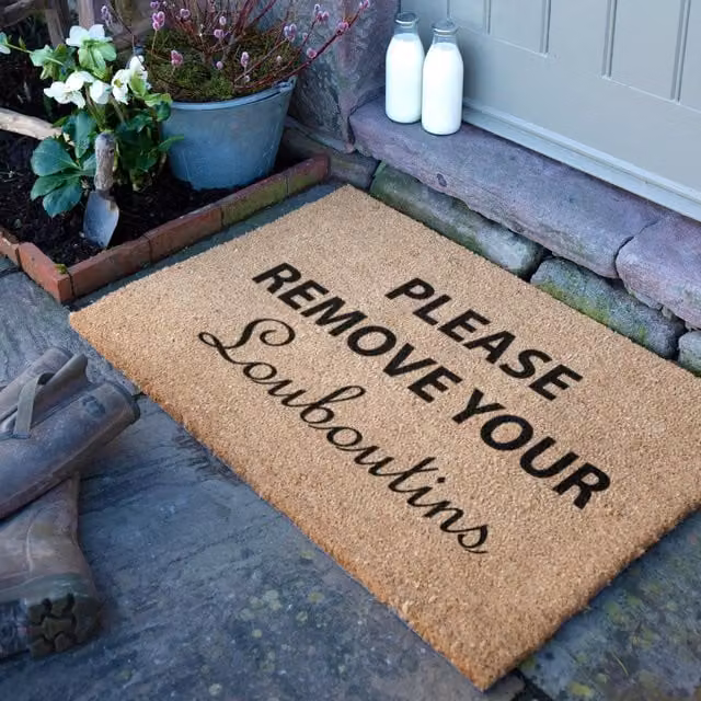 Artsy Mats Please Remove Your Louboutins Country Coir Doormat in Grey and Brown, W/D: 90 x 60 cm