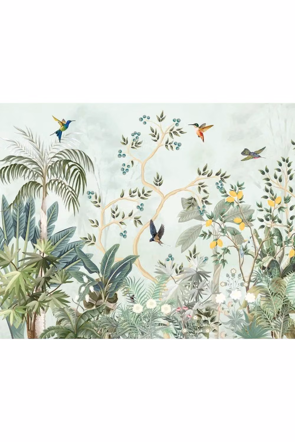 Origin Murals Lemon Tree Forest Floral Wall Mural in Green, W: 300 cm, H: 240 cm – 2