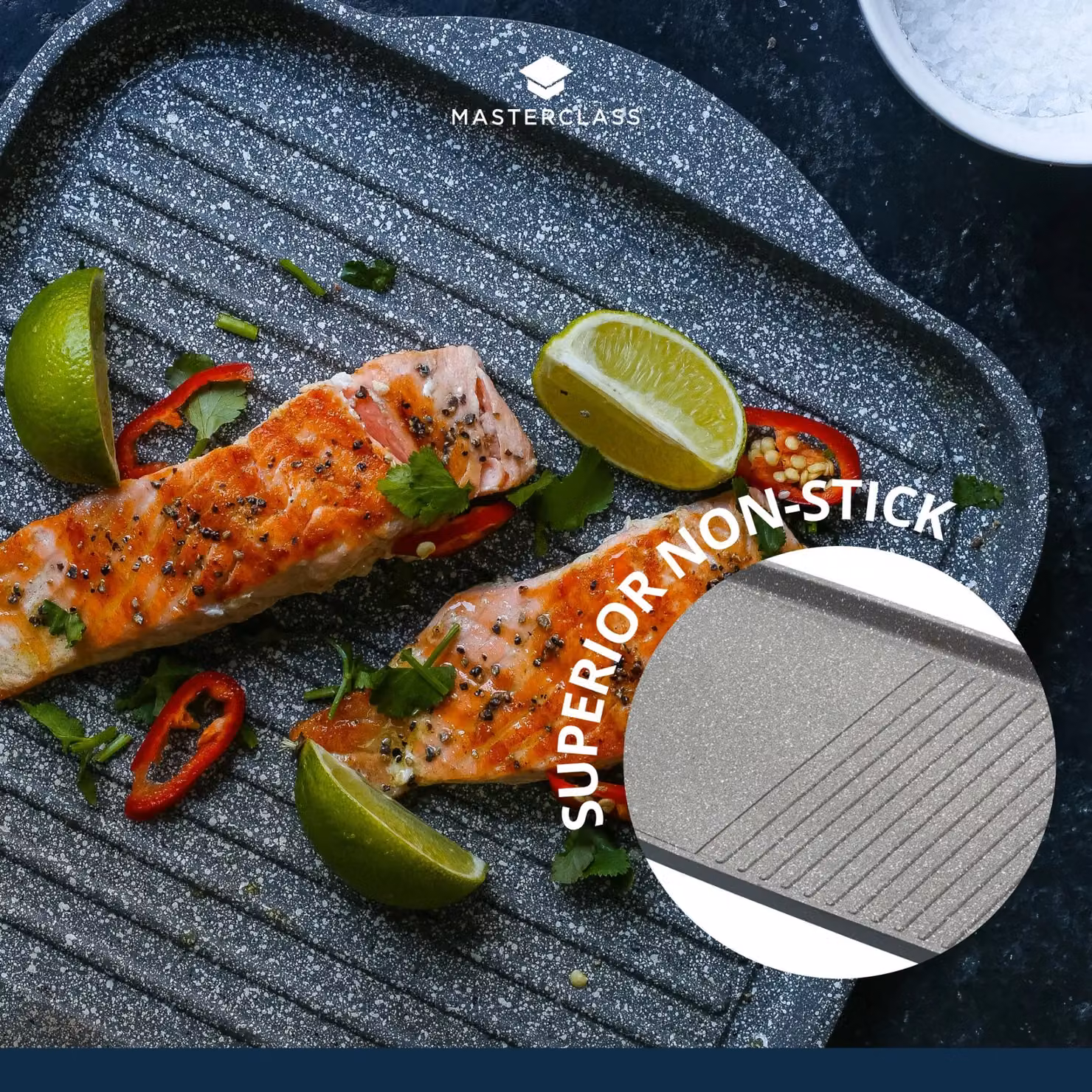 MasterClass Cast Aluminium Dual Griddle Tray, Grey, 51 cm – 7