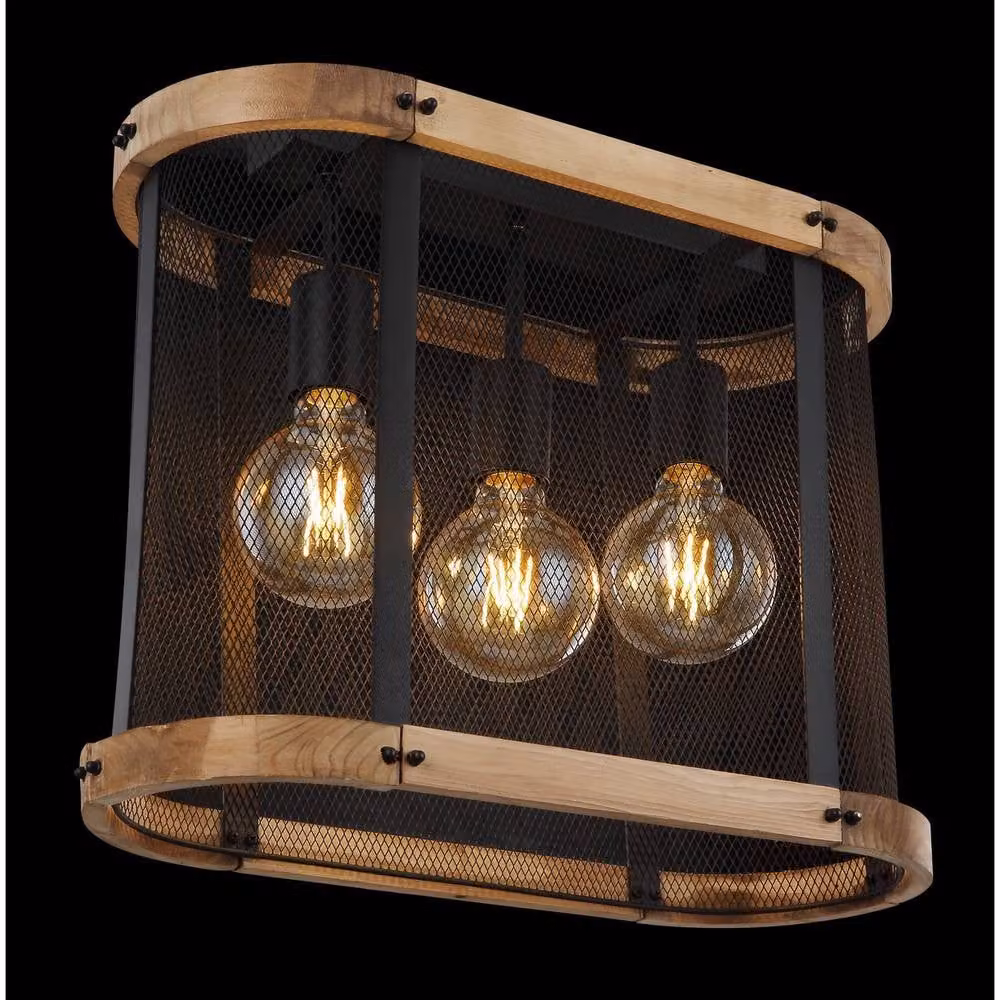 Netlighting Jeanie Multi Arm Semi Flush Ceiling Lamp in Matt Black with 3x E27 Sockets – 3