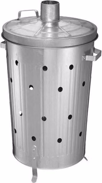 EONLION 90L Silver Metal Garden Rubbish Fire Bin with Flip Lid