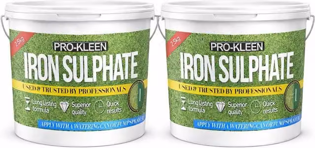 ProKleen Iron Sulphate Lawn Tonic Plant Feed, Slow Release Damp Powder, 2 x 2.5kg