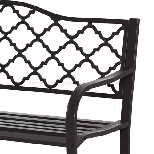 Outsunny Antique Style 2 Seater Garden Bench in Brown Powder Coated Steel, W/D/H: 128 x 60 x 89 cm – 7