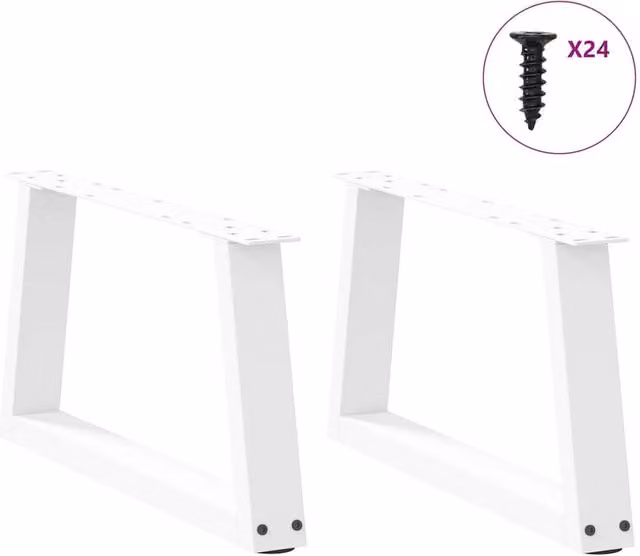 Berkfield Home Modern V-Shape Dining Table Legs, 2 Pieces, White Steel, H: 70 cm, W: 30-31.3 cm