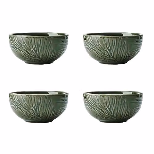 Mikasa Jardin 4-Piece Green Floral Stoneware Dip Bowl Set, Diameter: 10 cm