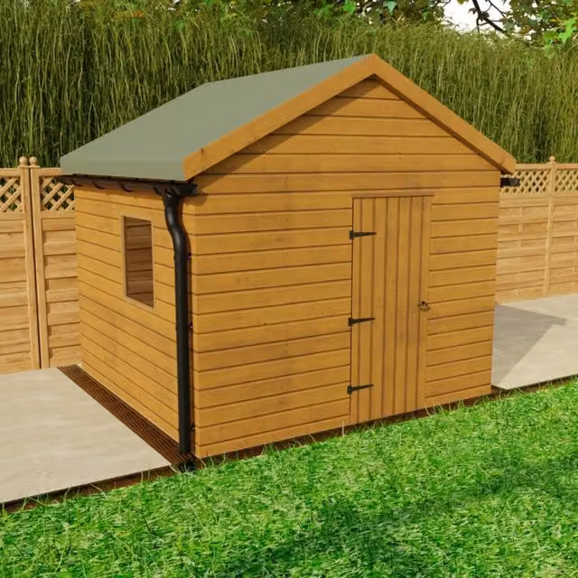 Galeco Black Galvanised Steel Half Round Gutter Small Shed Pack for Apex Style Roofs (6x4 to 10x8)