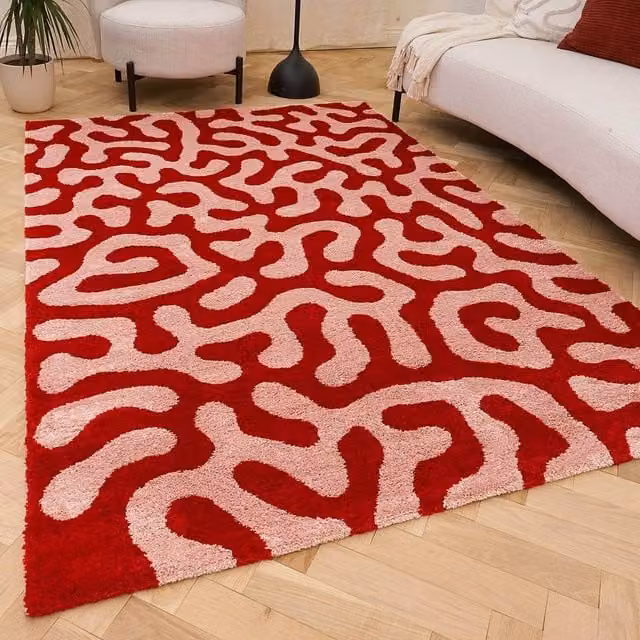 THE RUGS Joli Abstract Pattern Soft and Dense Pile Pink Rectangular Rug, W: 120 cm, D: 170 cm – 1