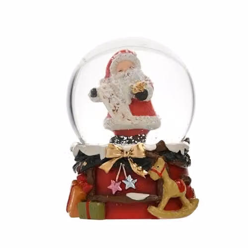 Widdop and Co Santa with List Snow Globe, Multicolour Christmas Ornament with Gold and White Details