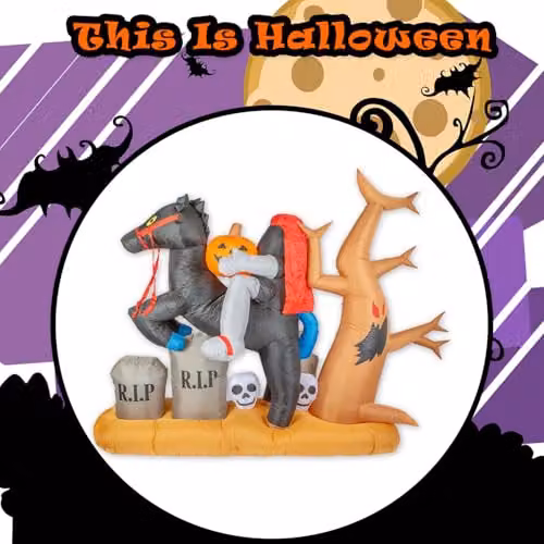 VFM e-Store Halloween Inflatable Headless Horseman Decoration, Multicolour, 7ft – 6