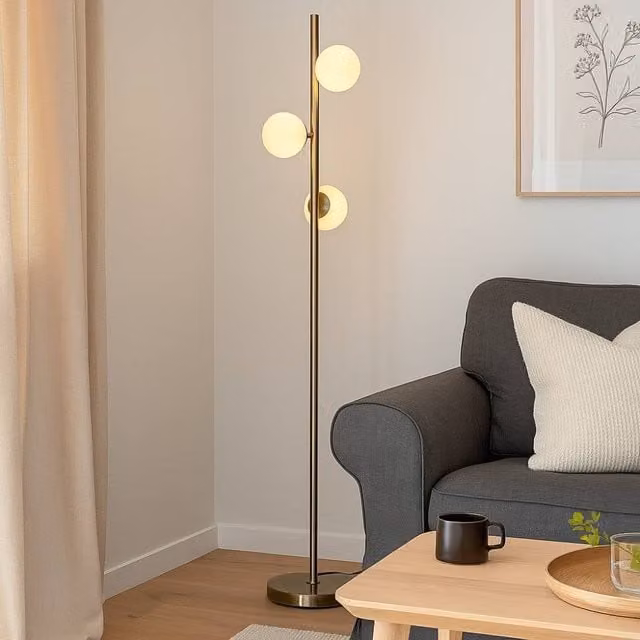 Pagazzi Lighting Lior 3-Light Floor Lamp in Gold and Antique Brass