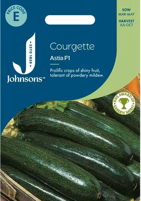 Johnsons Seeds Astia Courgette Vegetable Seeds, Green