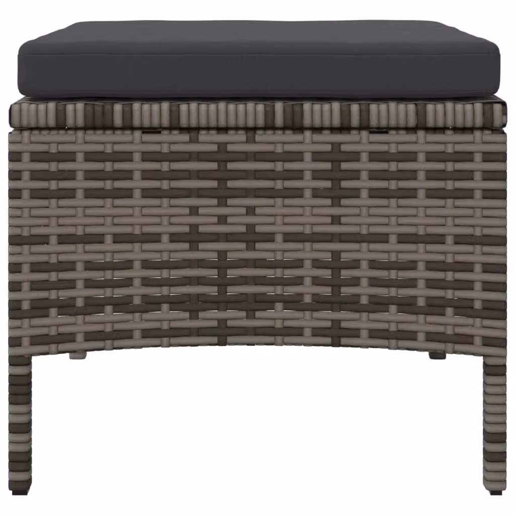 Berkfield Home Grey Poly Rattan 2-Seater Garden Sofa Set with Coffee Table and Matching Ottomans – 3