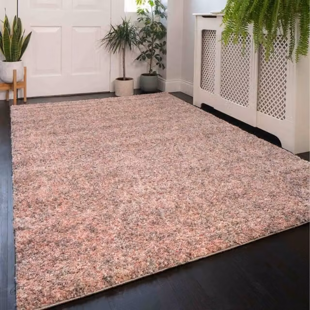 The Rug House Super Soft Mottled Shaggy Pile Rug in Pink, W: 110 cm, D: 60 cm