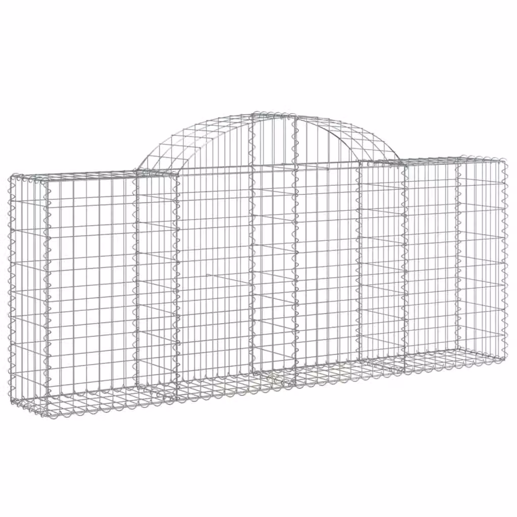 Berkfield Home Arched Gabion Basket in Silver Galvanised Steel, W: 200 cm, D: 30 cm, H: 80-100 cm – 2