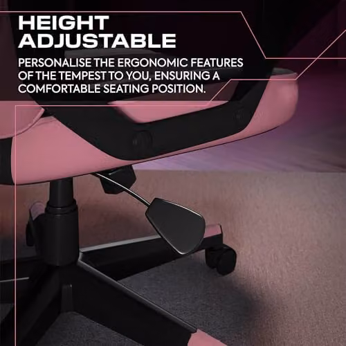 X-Rocker Tempest High Back Ergonomic Gaming Chair in Pink with Faux Leather and Armrests – 3