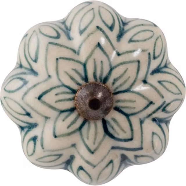Nicola Spring Floral Ceramic Cabinet Knob in Green