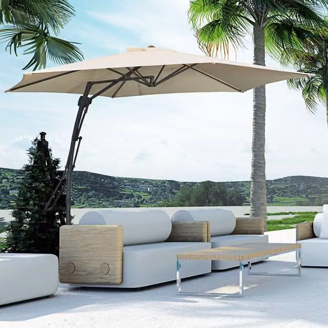 Outsunny 3m Cantilever Patio Umbrella in White