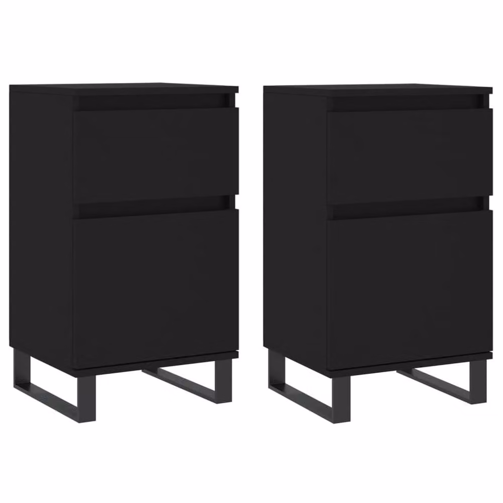 Berkfield Home Set of 2 Modern Black Sideboards in Engineered Wood W/D/H: 40 x 35 x 70 cm – 2
