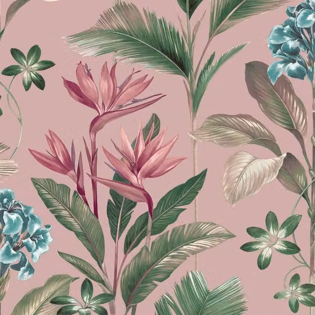 Belgravia Oliana Floral Botanical Wallpaper in Pink Matt Finish
