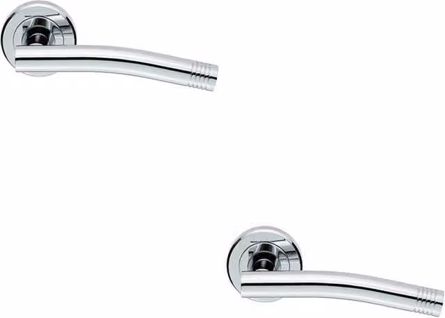 Loops 2x Pair Round Bar Handles with Arch Concealed Fix Round Rose in Polished Chrome