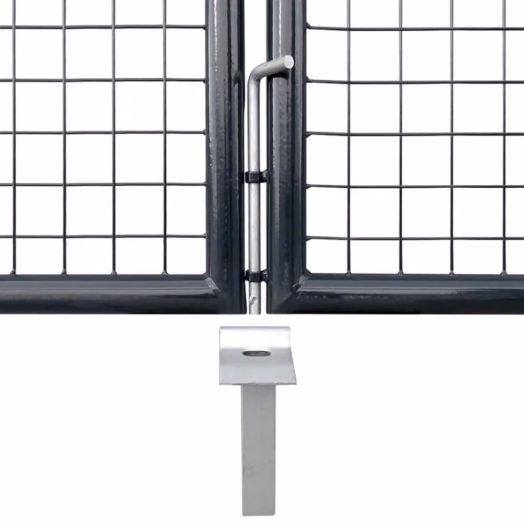 Berkfield Home Grey Galvanised Steel Mesh Swing Garden Gate, W: 400 cm, H: 175 cm – 3