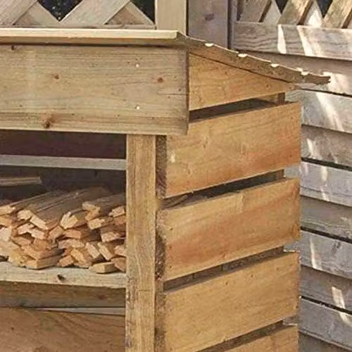 Rowlinson Small Wood Log Store in Brown, W: 229 cm, D: 56 cm, H: 156 cm – 3
