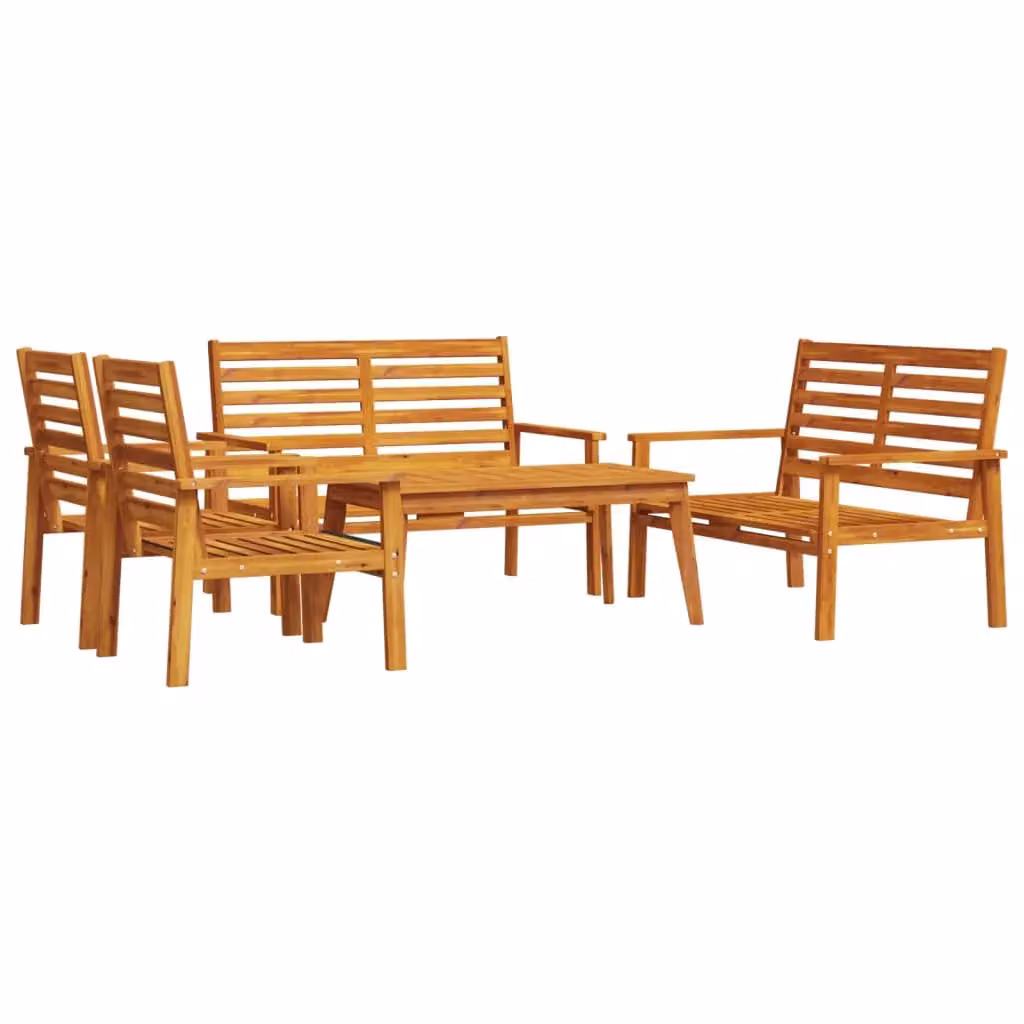 Berkfield Home 5 Piece Garden Lounge Set in Brown Solid Acacia Wood – 2