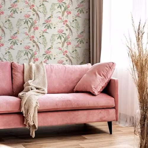 Arthouse Exotic Garden Pink and Green Floral Tropical Bird Wallpaper – 2