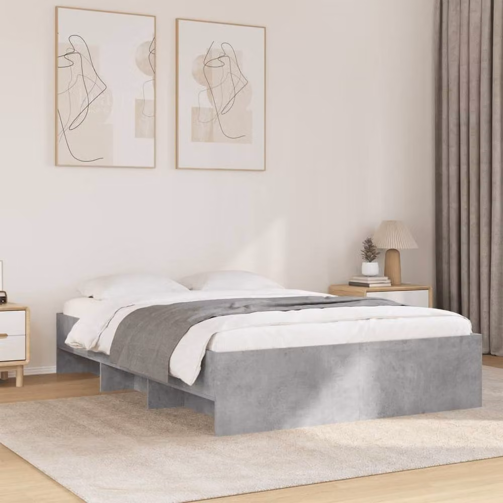 Berkfield Home Bed Frame in Concrete Grey, Engineered Wood, W/D/H: 120 x 190 cm – 2