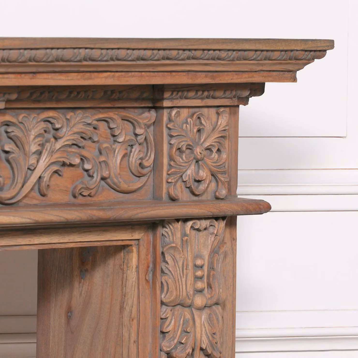 Glasstone Brown Wooden Carved Floral Fire Surround, W/D/H: 137.5 x 116.5 x 29.5 cm – 3