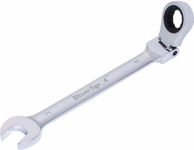 Bluespot Tools Flexible Head Ring Ratchet Spanner in Silver and Multicolour Chrome Vanadium