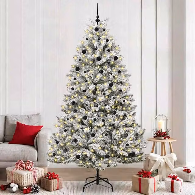 Berkfield Home Artificial Christmas Tree in Green and White, Height: 240 cm – 1