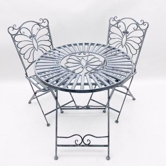 Minster Foldable Bistro Set in Stone Grey – 1