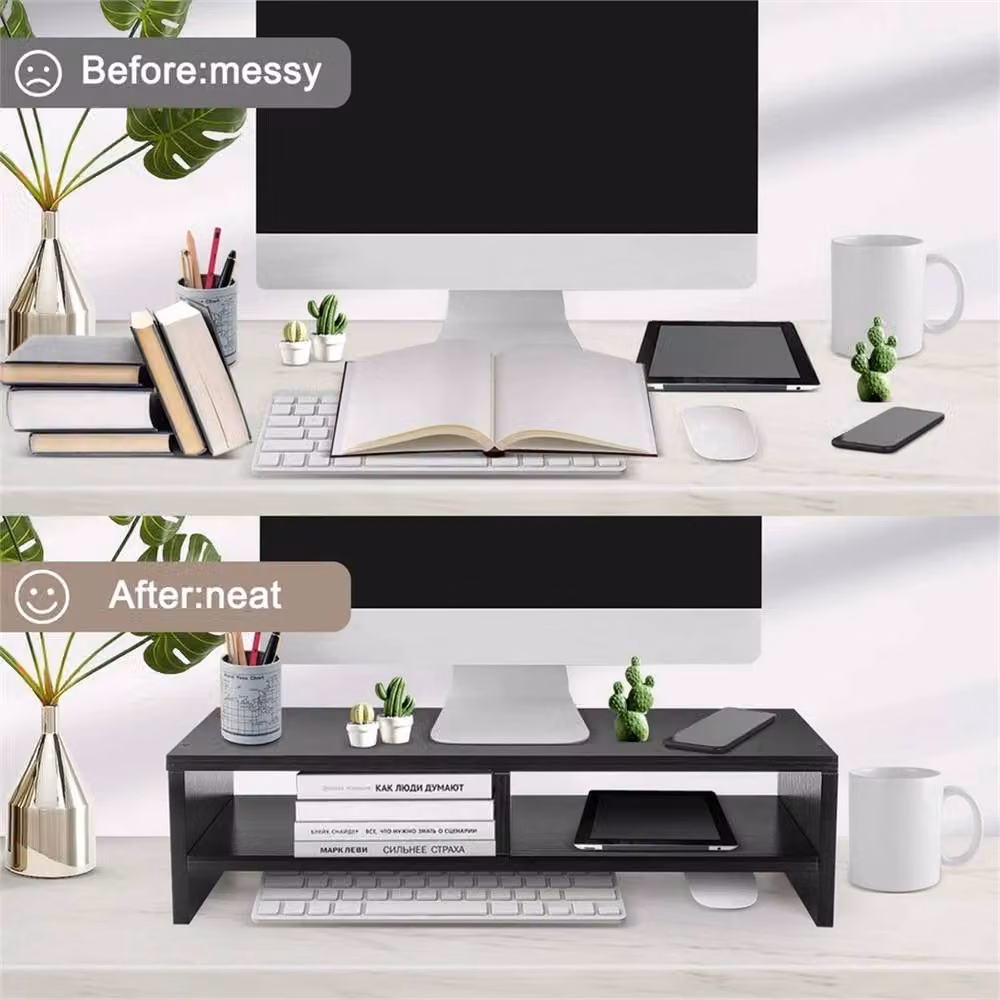 VOGREX Black Matt MDF Monitor Stand and Laptop Display Riser Shelf – 5