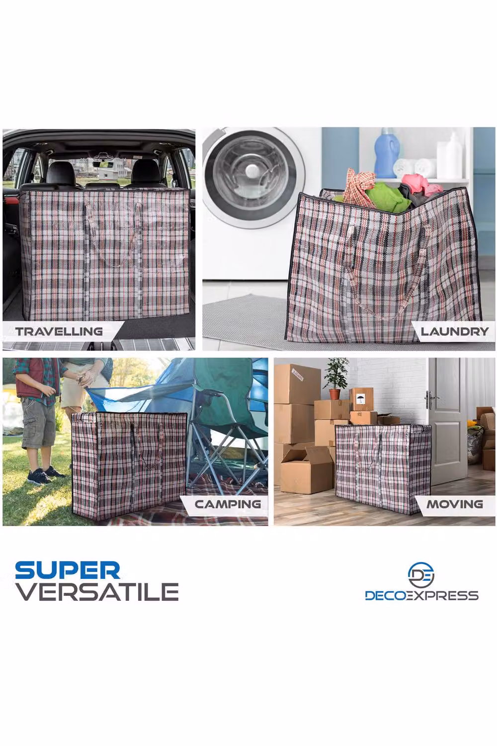 Deco Express Multicolour Reusable Laundry Bags, Pack of 10, 75L, W: 60 cm, D: 50 cm, H: 25 cm – 5