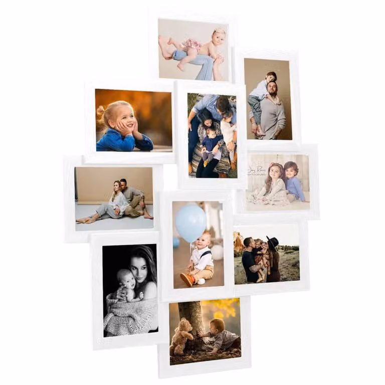Berkfield Home Modern Collage Photo Frame, White MDF, for 10 x 10x15 cm Pictures