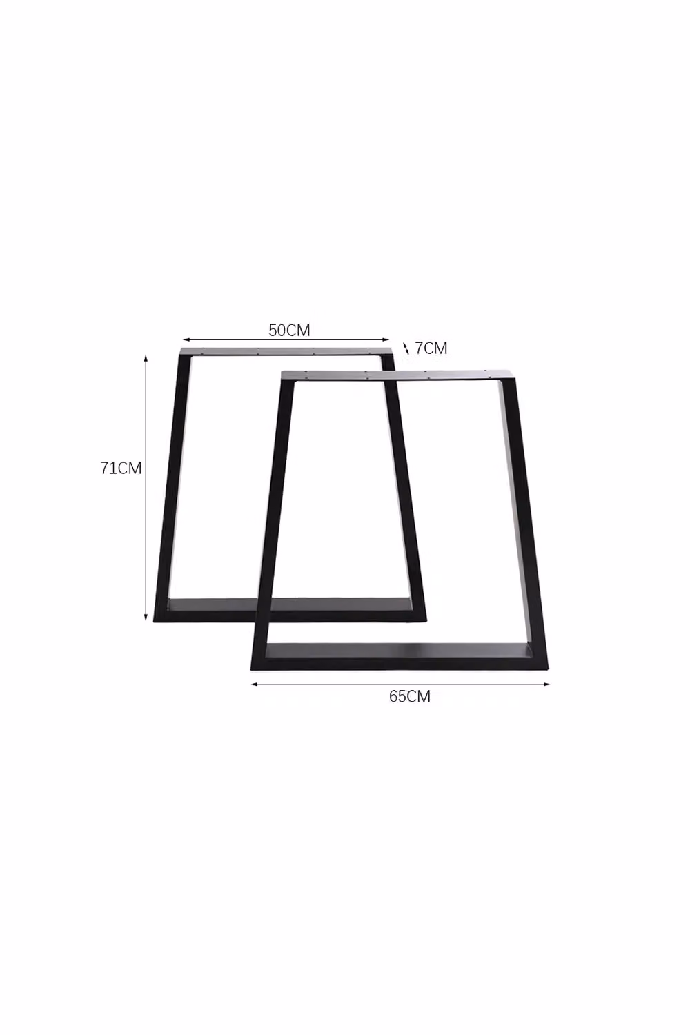 Living and Home Set of 2 Industrial Steel Table Legs in Black, H 71 x W 7 x D 65 cm – 3