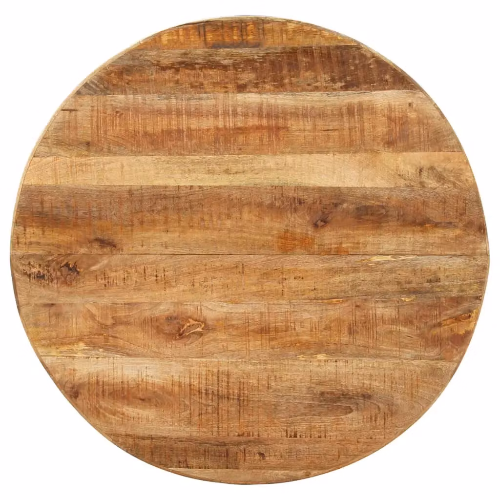 Berkfield Home Round Rustic Mango Wood Dining Table in Brown, W/D/H: 100 x 100 x 75 cm – 2