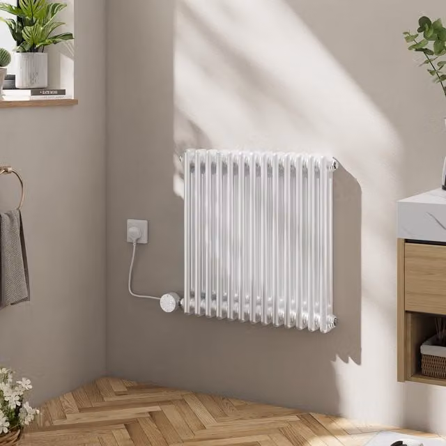 Livingandhome Wall-Mounted Electric Radiator with Thermostat and App Control, White, Width: 60.5 cm