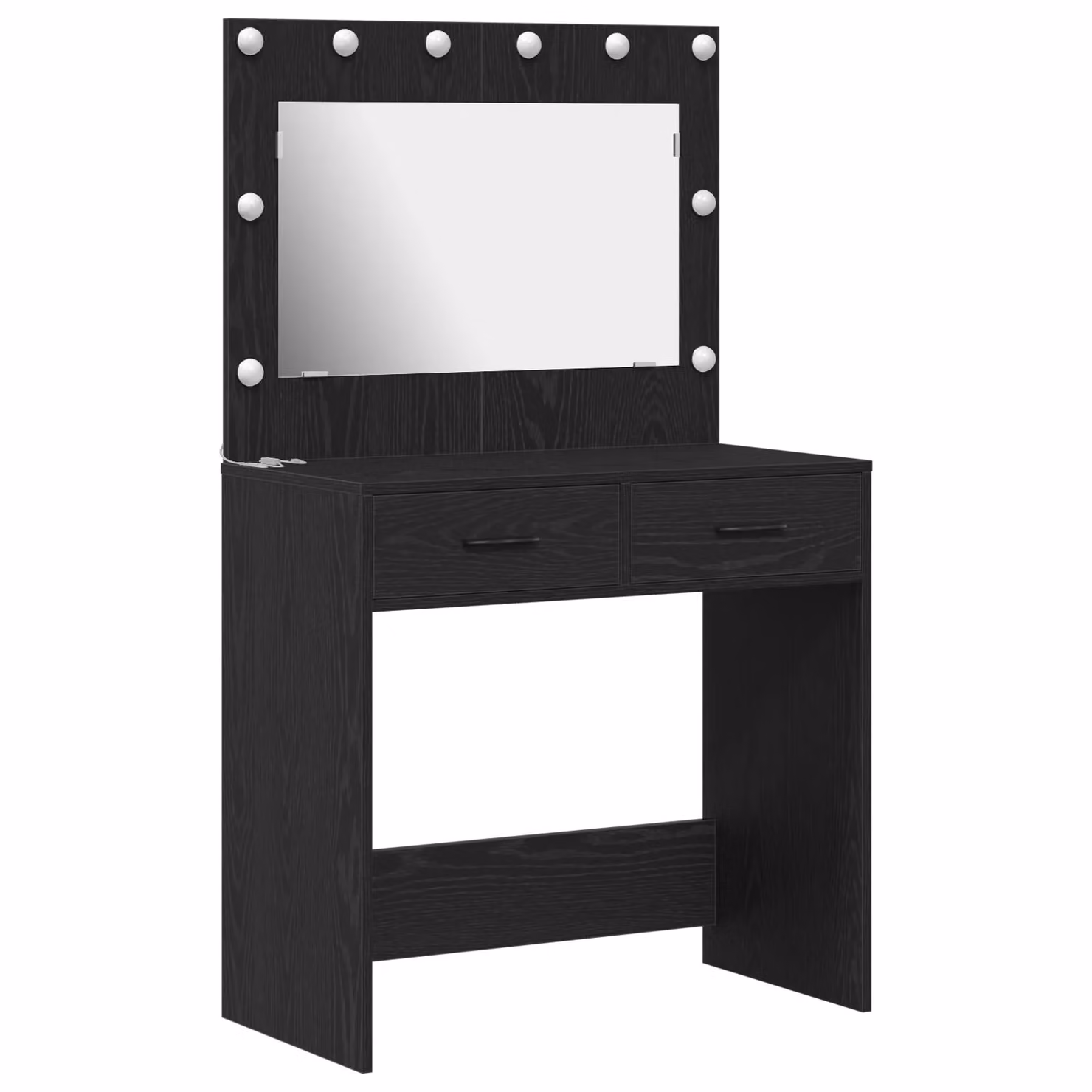 Berkfield Home Hollywood LED Makeup Table in Black Oak, W: 31 in, D: 16 in, H: 53 in – 2