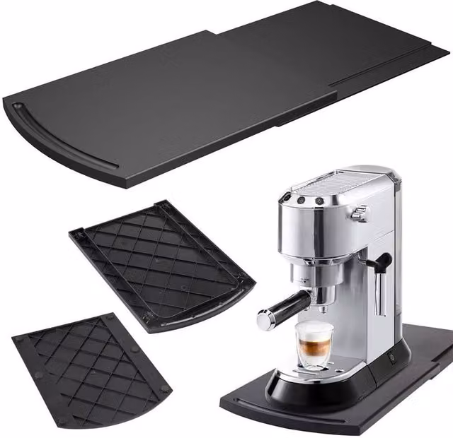 Kelvenix Black Kitchen Sliding Coffee Tray Mat Under Cabinet W: 100 cm, D: 50 cm