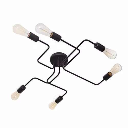 Netlighting Tube Multi Arm Semi Flush Ceiling Light in Black