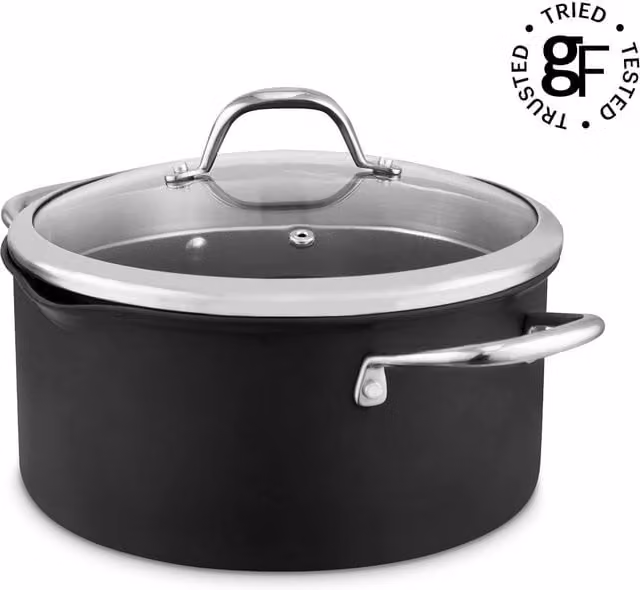 Tower Black Ceramic Casserole with Glass Lid, 24 cm