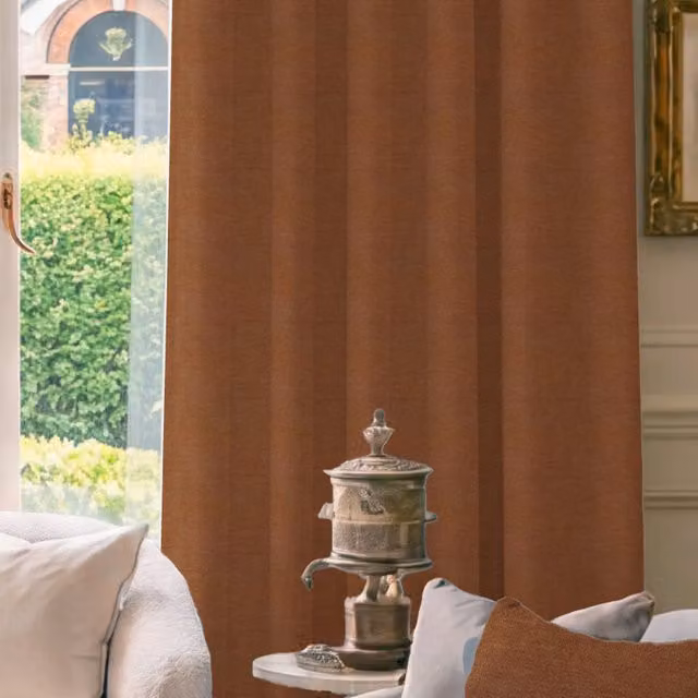 HOUSE Llewelyn-Bowen Tetbury Made To Measure Blackout Chenille Curtains in Orange and Brown