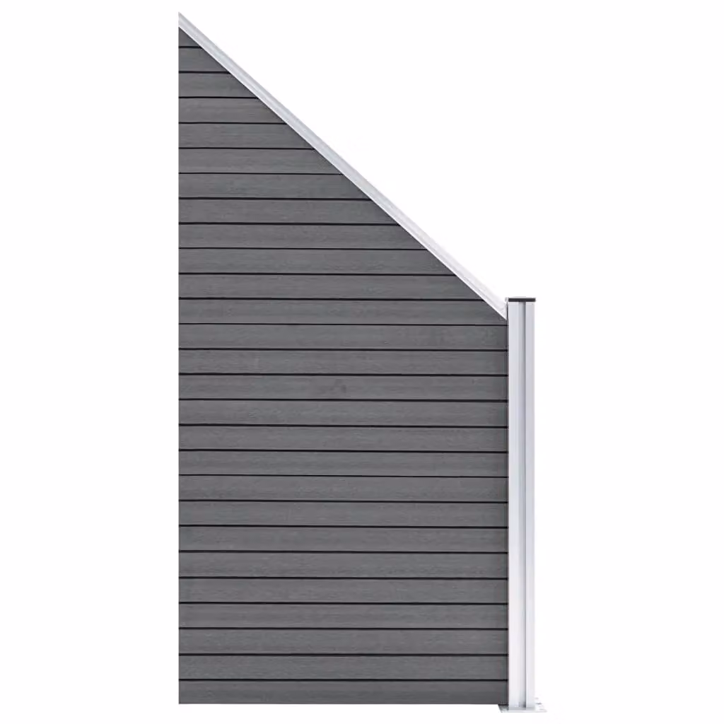 Berkfield Home WPC and Aluminium Fence Set in Grey, including 2 Square and 1 Slanted Panel, W: 446 cm, H: 186 cm – 3
