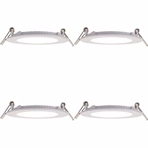 Loops 4 Pack Ultra Slim Recessed Ceiling Downlight - 6W Cool White LED - White Aluminium and Acrylic - IP44 Rated - Dimmable