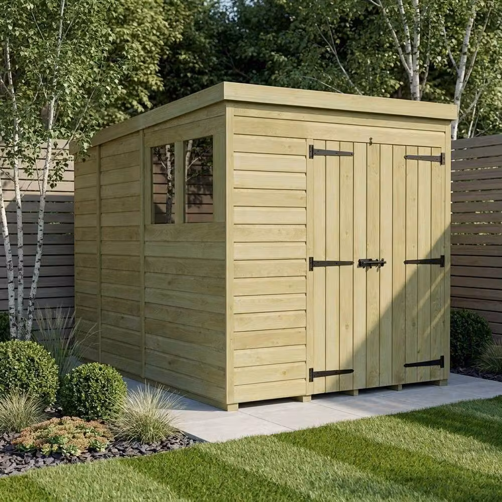 Buttercup Farm Brown Timber Pent Garden Shed with Double Doors and Windows – 2