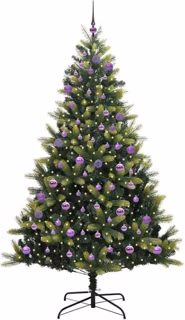 Berkfield Home Realistic Artificial Hinged Christmas Tree with 300 LEDs, Green, Height: 240 cm – 1