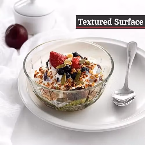 Orsina Set of 4 Transparent Crystal Glass Dessert Bowls, W: 12 cm, D: 12 cm, H: 7 cm – 4