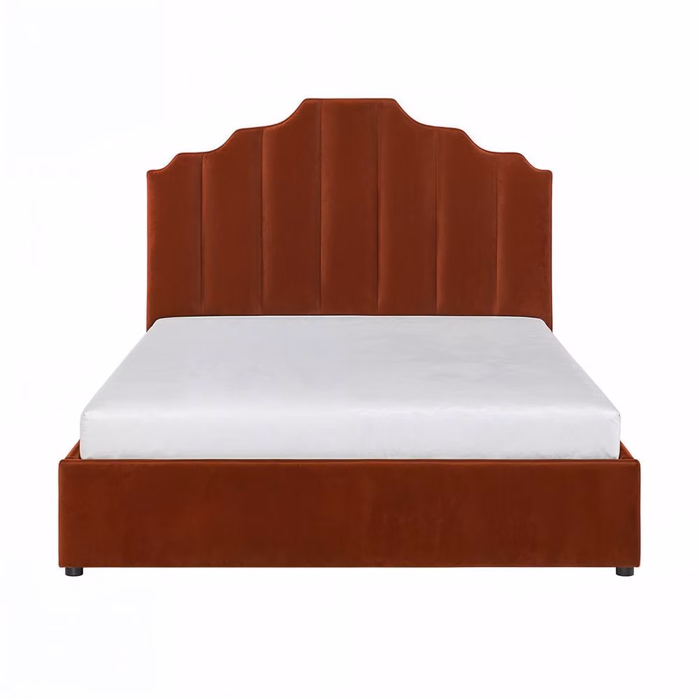 Flair Margot Upholstered Ottoman Bed in Orange Velvet, W/D/H: 160 x 200 x 132 cm – 4